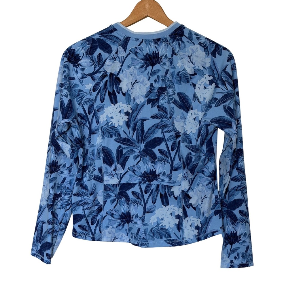 Tommy Bahama Pullover Women XL Blue Tropical Floral Everyday Active Quarter Zip - Picture 2 of 4